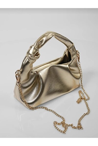 EZZY BLİSS Women's gold yellow viral strap mini chain handbag, shoulder bag, and crossbody bag - gold