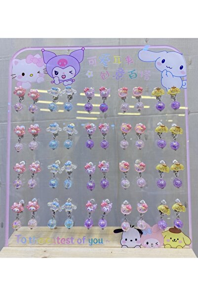 Sakura Konsept Kuromi My Melody Cinnamoroll Sanrio Çocuklar İçin Klipsli Küpe