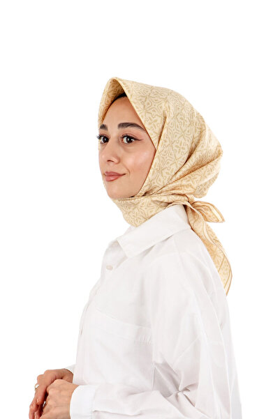 Bursa İpek Eșarfă din mătase twill cu model de vis bej