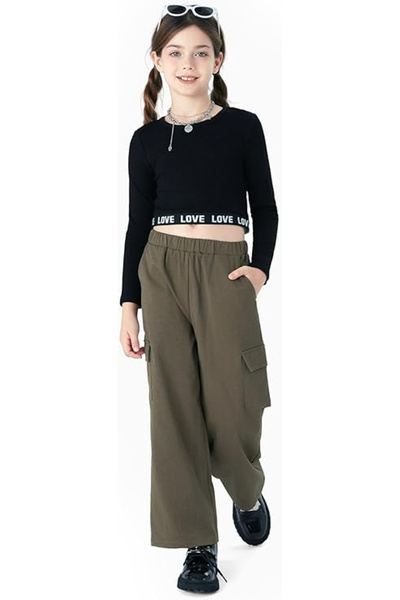 OEM Wide pants and black top suit for girls 9-10 years 134-140cm