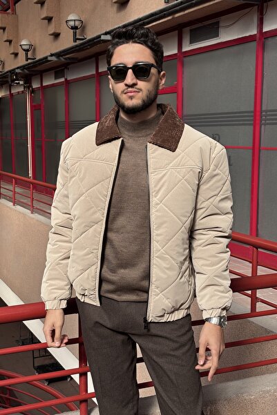 inpool Relaxed Fit, Velvet Detail on the Collar, Diamond Patterned Quilting, Water Resistant Jacket 2505