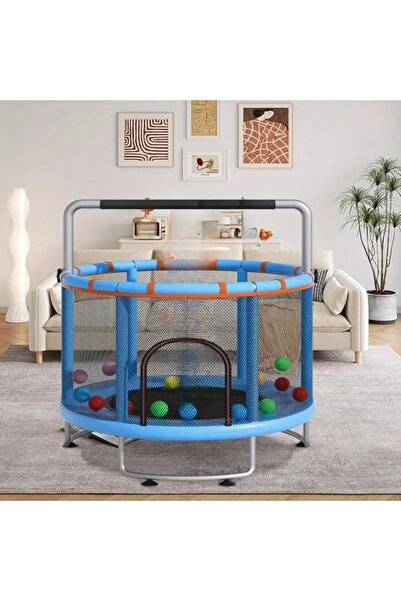 Aralifes ترامبولين داخلي مع قضيب جمباز قابل للتعديل وأرجوحة، وشبكة أمان مغلقة، وطوق كرة سلة