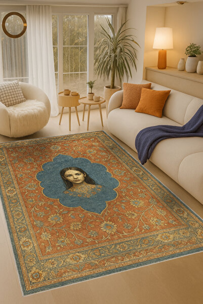 Rugs Modern Halı MOSSO Χαλί με θέμα το πρόσωπο, υφαντό, vintage διακοσμητικό ...