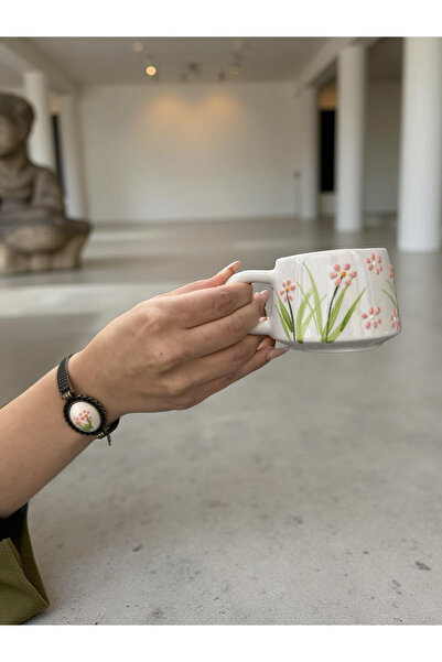 İlbay Çini Takı Cup Bracelet Set Pink Flower