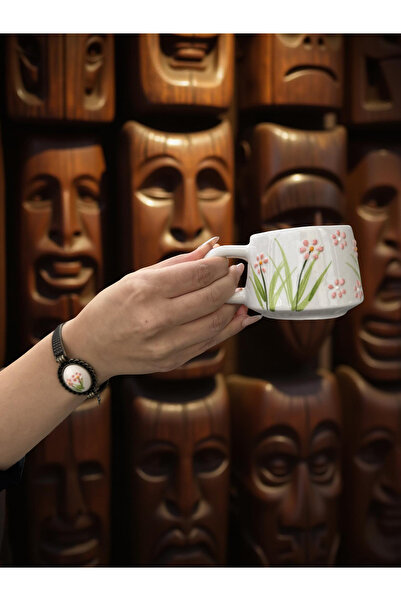 İlbay Çini Takı Cup Bracelet Set Pink Flower