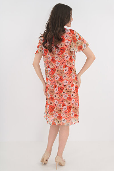 Vanessa Line RO Orange veil dress with Printed