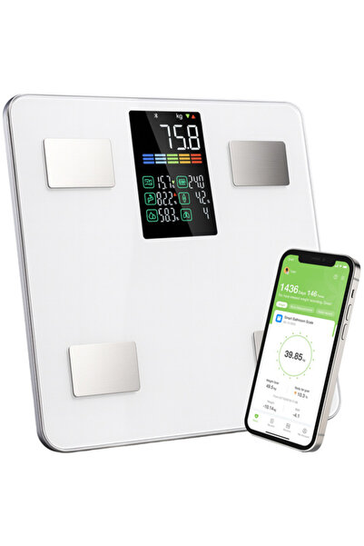 zola Smart analytical body scale, 8 indicators, LCD screen, Feelfit application, 226 kg, 30x30x3 cm, white