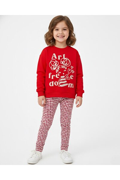 voyyo kids baby Girl's Heart Printed Tights, Transitional , 2-10 Years Old Sweatshirt Bottom Top Tights Set