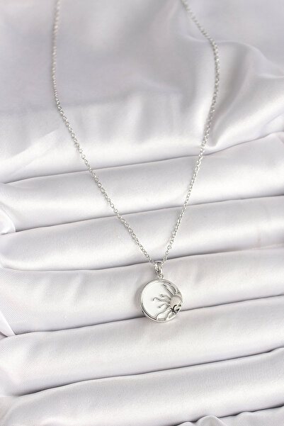 Skygo 316L Steel Silver Color Chain White Enamel Sunset Model Women's Necklace - Tj-Bko9999
