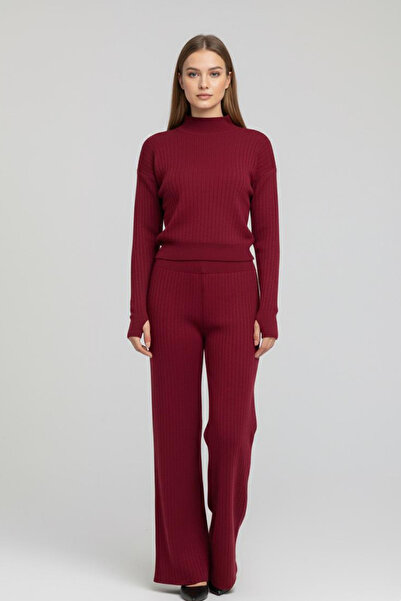 MILANOFOX طقم تريكو نسائي مكون من قطعتين ذو ياقة عالية وخصر مرتفع