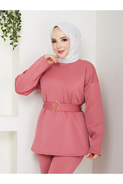 Wual giyim Belted Tracksuit Tunic Set