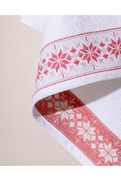 Madame Coco Caresse 100% Cotton Bath Towel - White/Red - 70X140 cm