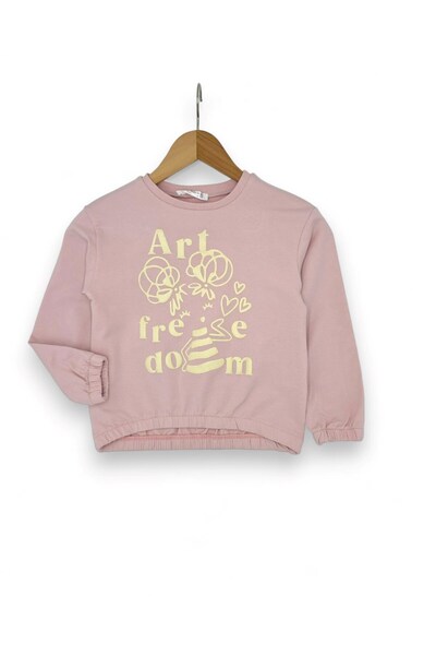 Ege Bebek Girl's Heart Printed Tights, Transitional , 2-10 Years Old Sweatshirt Bottom Top Tights Set