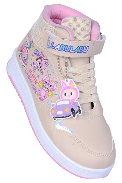 Prokids 4444 Beige Velcro High-Top Girls' Sports Shoes