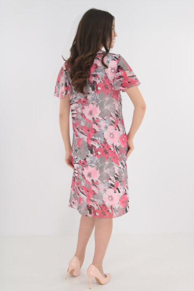 Vanessa Line RO Pink floral Printed maxi veil dress