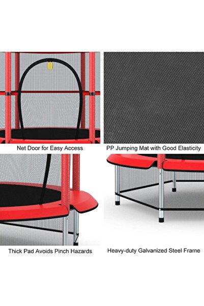 Aralifes Heavy-Duty Steel Frame Trampoline with Safety Enclosure Net Indoor/Outdoor Exercise Trampoline