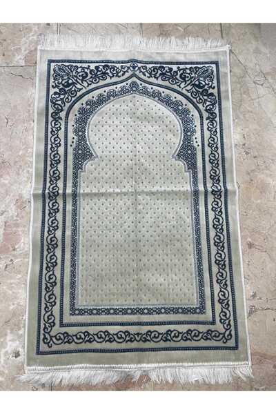 GÜRLEK TEKSTİL سجادة صلاة مخملية لامعة منسوجة مع غطاء فولاذي لامع