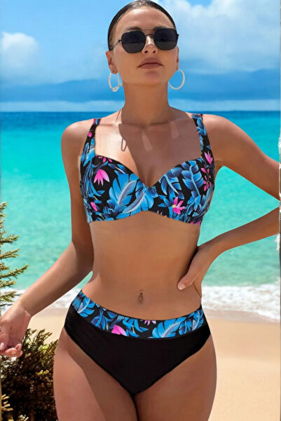 embody Costum de baie din 2 piese, slip clasic, mărime mare, imprimeu floral ...