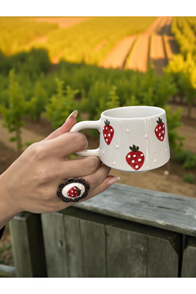 İlbay Çini Takı Kupa yüzük çilek
