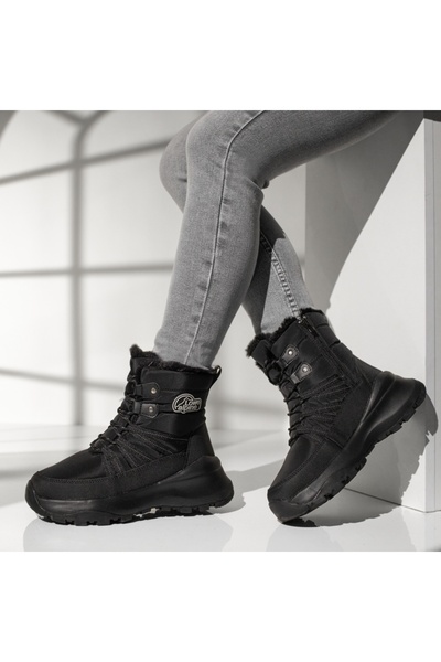 BMoD Ghete negre de damă cu talpă groasă MOD14082