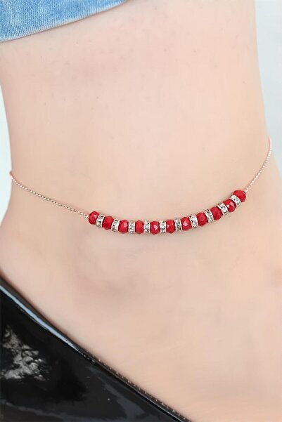 Skygo Burgundy Miyuki Stone Anklet - TJ-HH850-KS