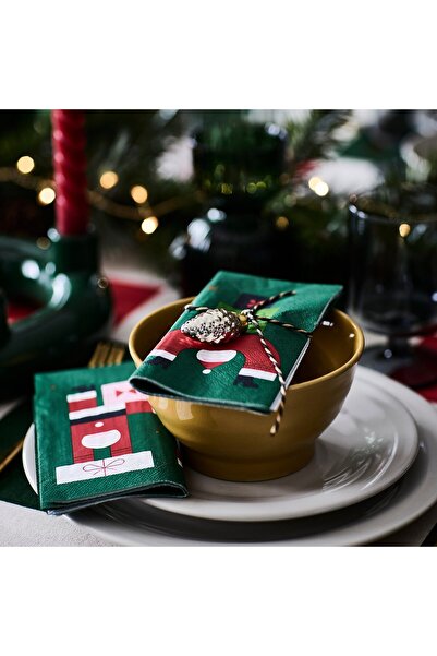 IKEA VINTERFINT Paper napkin, Santa Claus pattern green, 33 x 33 cm
