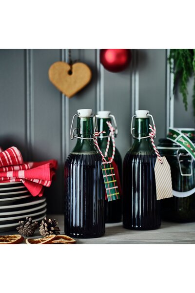 IKEA VINTERFINT Bottle with stopper, glass green, 0.5 l