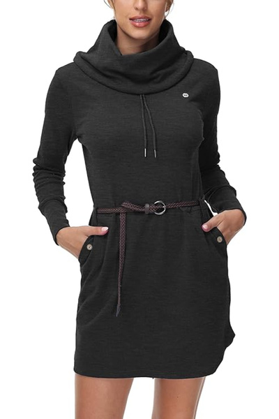 OEM Women's above-the-knee sports dress, long sleeves, dark gray M
