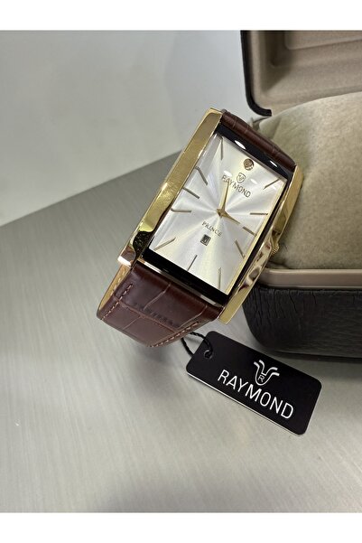 Raymond ساعة يد رجالية كلاسيكية مستطيلة الشكل