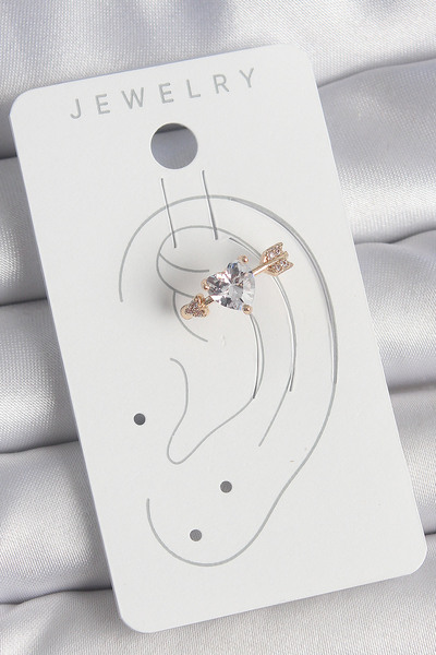 Skygo Brass Gold Color Zircon Stone Heart Arrow Model Women's Cartilage Earrings - Tj-Bkp10576