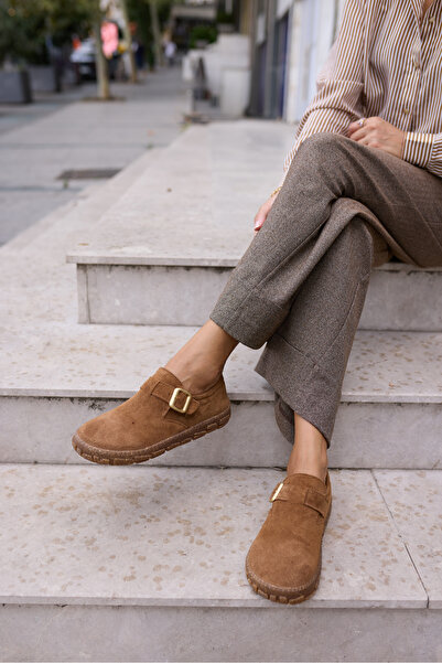 ANGELİNA JONES ALESSİ KADIN TABA TUTUN SUET KAUCUK TABAN LOAFER AYAKKABİ