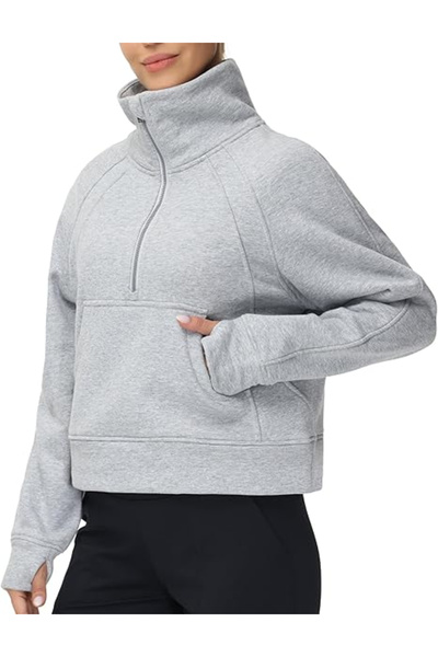 OEM Women's thick sweatshirt with pocket and zipper, Gray M