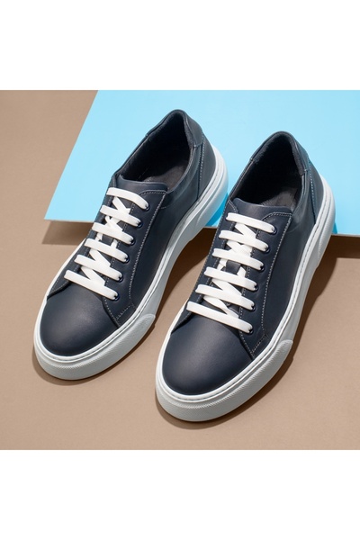 BMoD Men's blue leather casual shoes with a white sole MOD11908