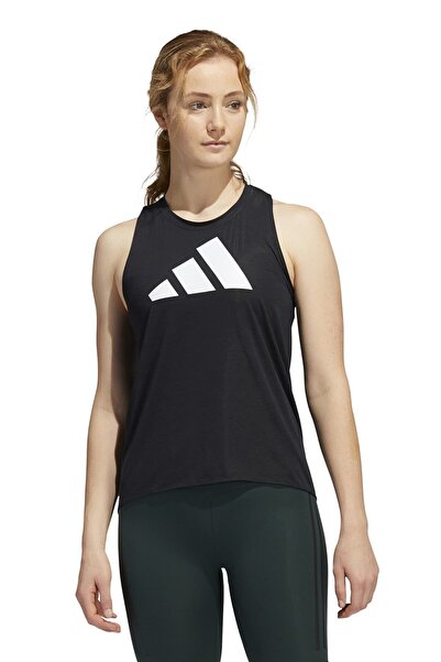 adidas Performance Logo Back Cutout Fitness Top for Women, White/Black, XS