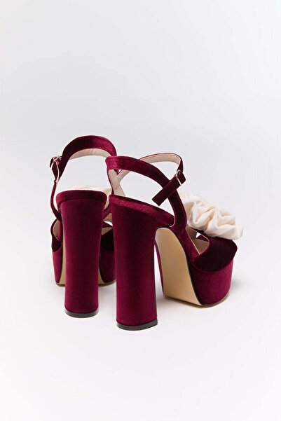 Nur Karaata Bloom Burgundy Heels