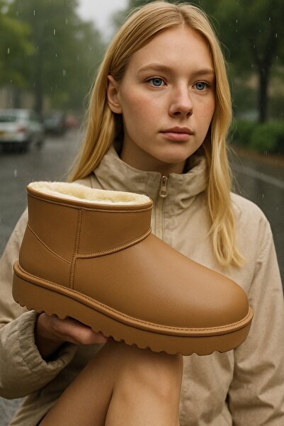 Moda Frato Softwarm Women's Wool Rain Boots Waterproof Snow Boots Short Boots with Fur Inside