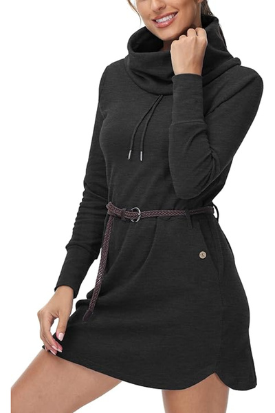 OEM Women's above-the-knee sports dress, long sleeves, dark gray M