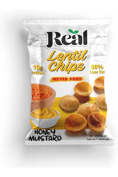 REAL Chips Lentil Honey Mustard – 10g Protein, 50% Less Fat, Crunchy Snack, 60g