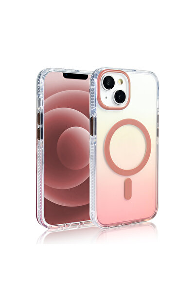 UnDePlus Apple iPhone 13 Kılıf Transparan Renk Geçişli M-safe Şarj Özellikli ...
