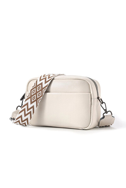 OEM Geantă de umăr elegantă, albă, din piele PU, cu fermoar metalic rezistent