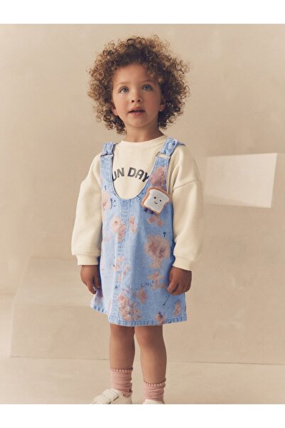 Next Baby Σετ φούτερ από βαμβακερό τζιν λουλούδι με τύπωμα