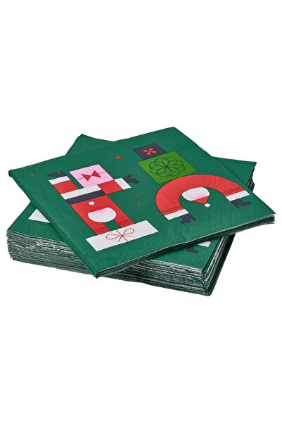 IKEA VINTERFINT Paper napkin, Santa Claus pattern green, 33 x 33 cm