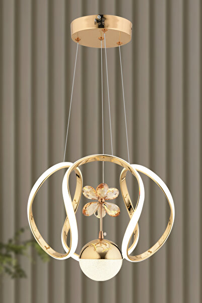 Dekorluna Modern Deko Gold Sarkıt Led Avize Beyaz Işık Salon Mutfak Oda Hol Ledli Avize