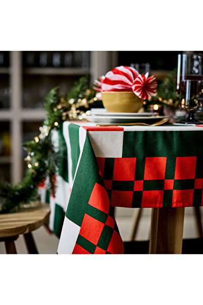 IKEA VINTERFINT Tablecloth, check pattern red/green, 145 x 240 cm