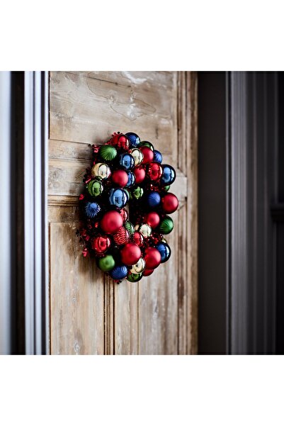 IKEA إكليل VINTERFINT، زينة حمراء/خضراء، 38 سم