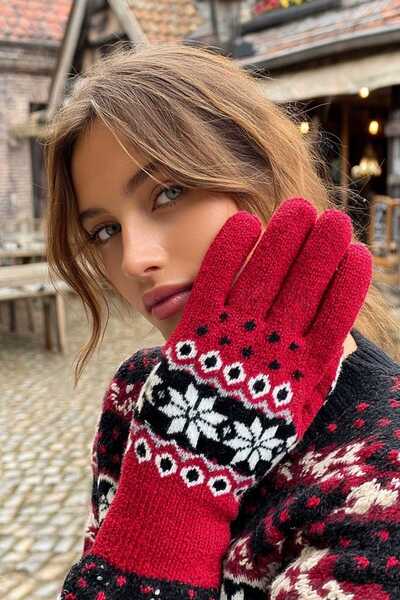 LAGRANZE Women's Angora Nordic Pattern Gloves