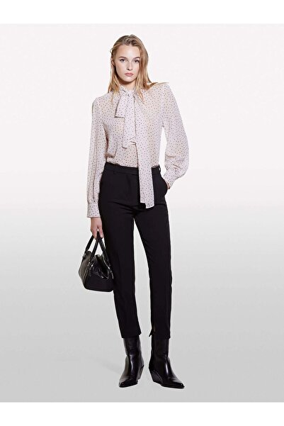 Sisley Women's Front Tie Detail Patterned Long Sleeve Chiffon Blouse 324A52Umlq088-Sis76Y