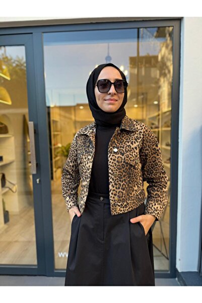 Babil Butik TD4633 Flam Leopard Дамско яке Леопард