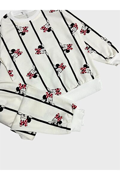 tusem butik homewear Set de pijamale pentru fete din bumbac cu model în dungi albe cu mâneci lungi de tranziție