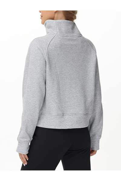 OEM Women's thick sweatshirt with pocket and zipper, Gray M